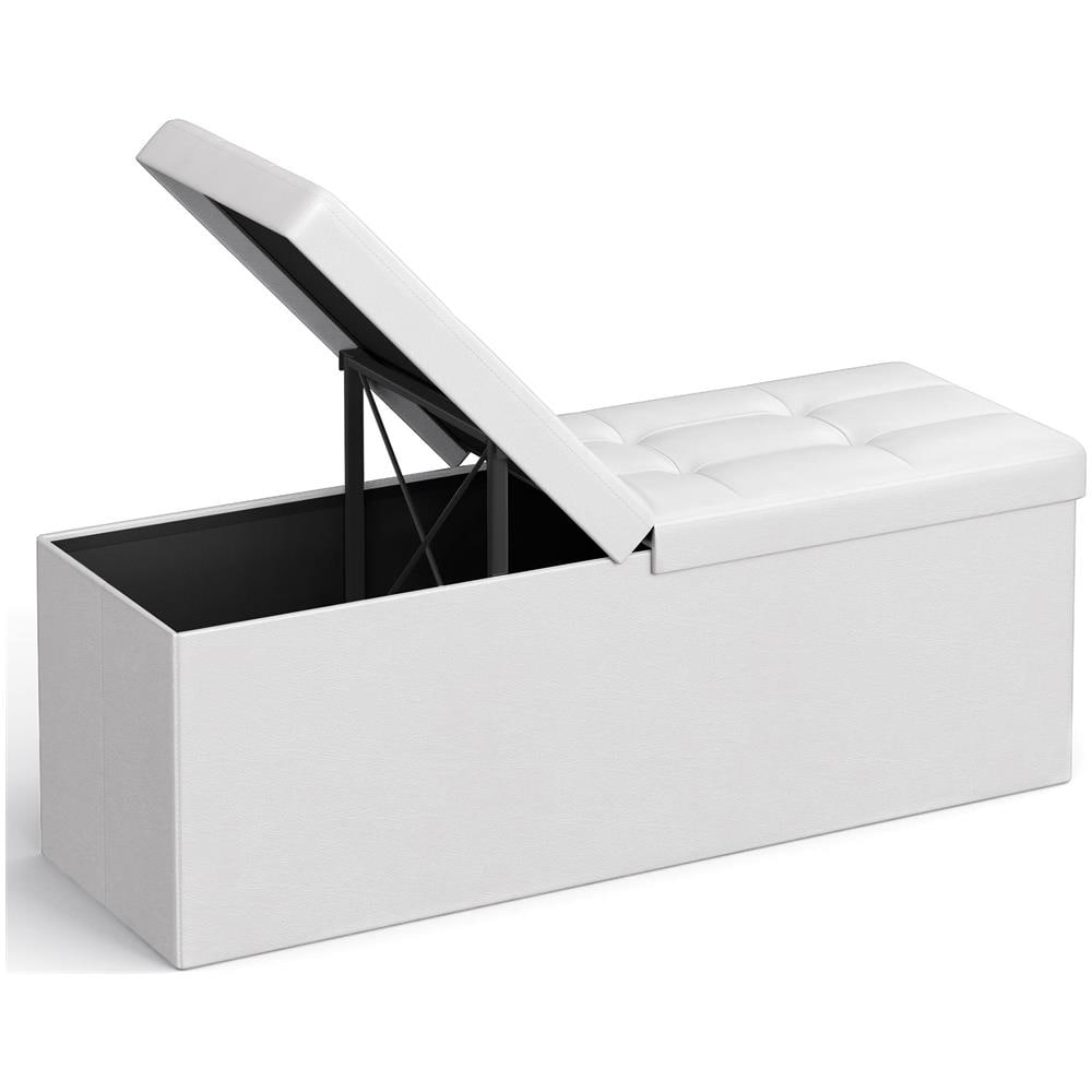 PUFA Pouf Organizer Bianco MDF Seduta Contenitore - Foto 1