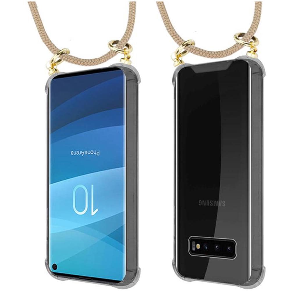 Custodia Collana Per Samsung Galaxy S10 In Marrone Brillante Case A Tracolla - Cover Laccio Per Il Collo In Silicone Trasparente Con Cordino E Borsello Rimovibile - Foto 8