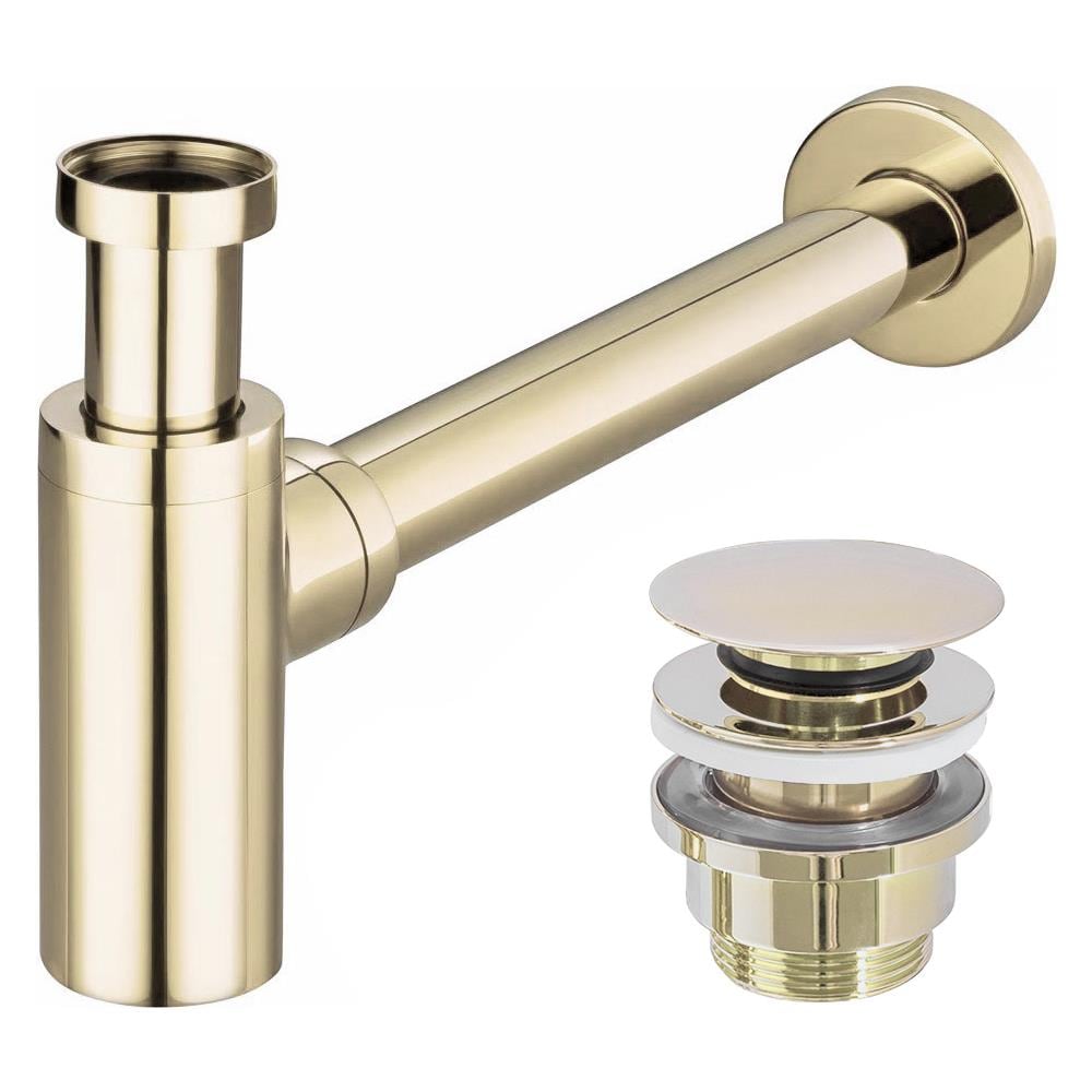 Klick-klack - Sifone Per Lavabo, Con Valvola Di Scarico, Set Da 2 Pezzi, Colori Assortiti, Oro - Foto 2