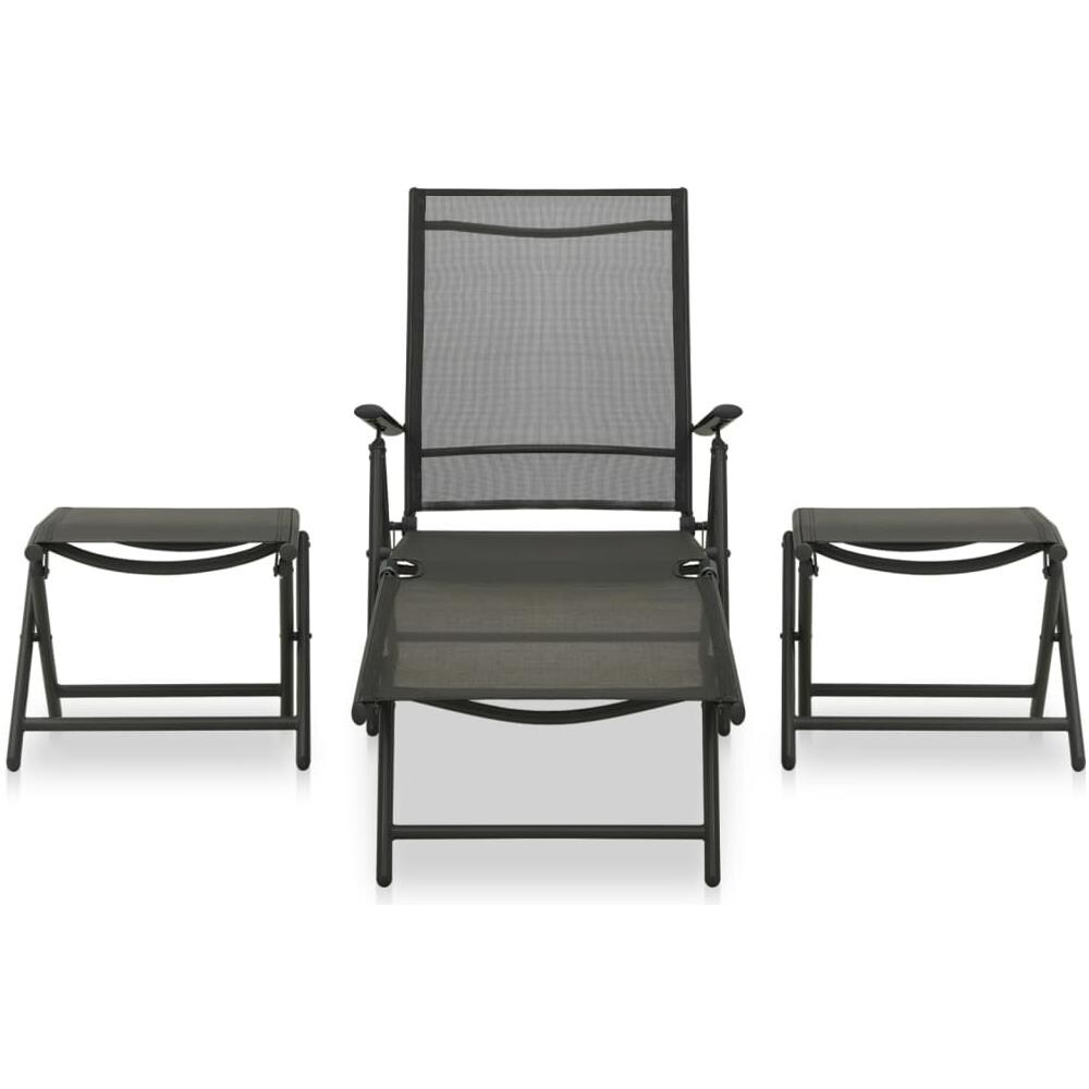Set Divani da Giardino 3 pz in Textilene e Alluminio Nero - Foto 2