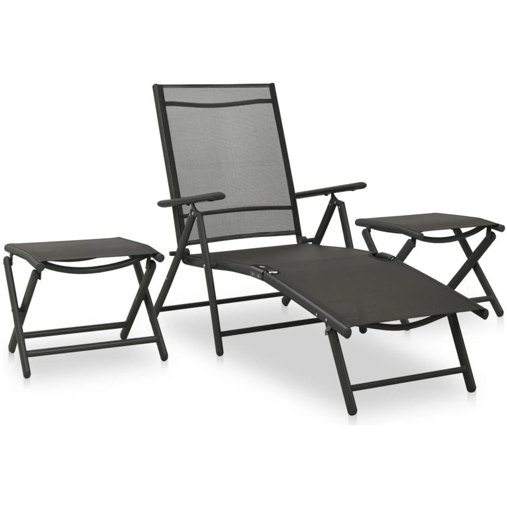 Set Divani da Giardino 3 pz in Textilene e Alluminio Nero - Foto 1
