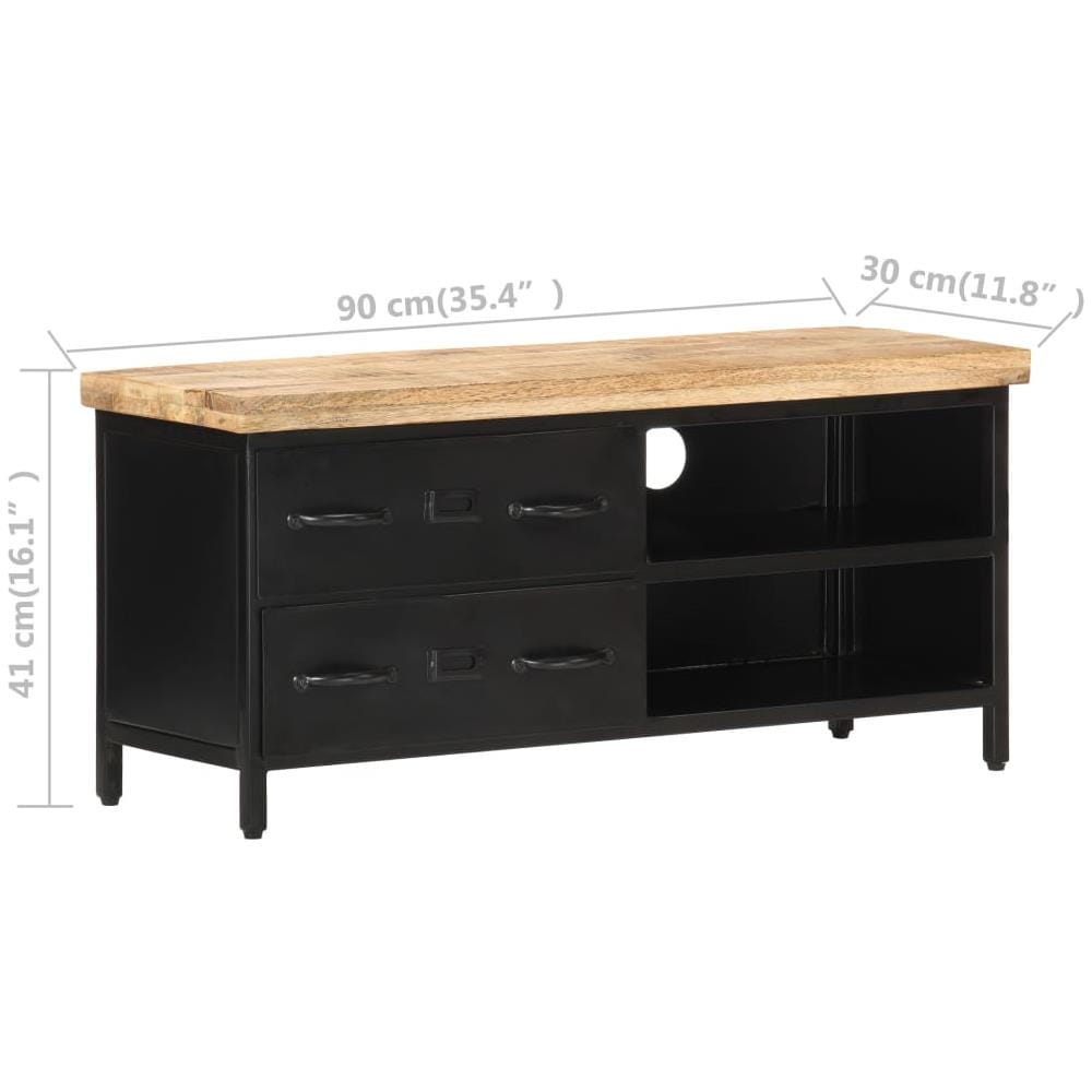 Mobile Porta TV 90x30x41 cm in Legno di Mango Grezzo - Foto 2