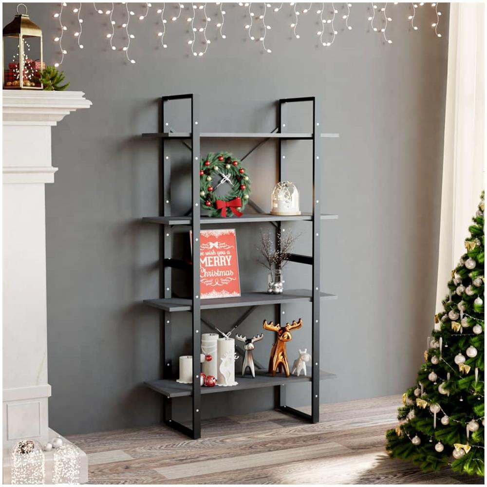 Libreria A 4 Ripiani Grigia 80x30x140 Cm In Massello Di Pino - Foto 1