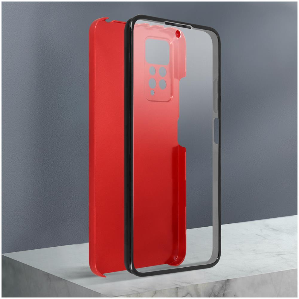 Cover Xiaomi Redmi Note 11 Pro 5g Retro Rigido E Fronte Flessibile - Rossa - Foto 2