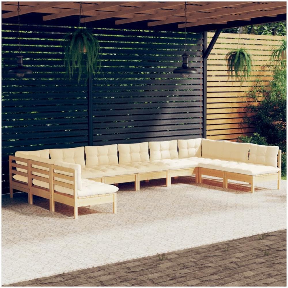 VidaXL Set Divani Giardino 3 pz Cuscini Bianco Crema in Legno d'Acacia | Leroy Merlin