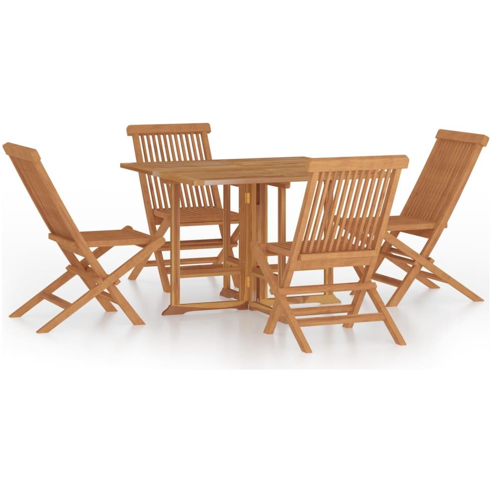 Set Da Pranzo Pieghevole Per Esterni 5pz Legno Massello Di Teak - Foto 1