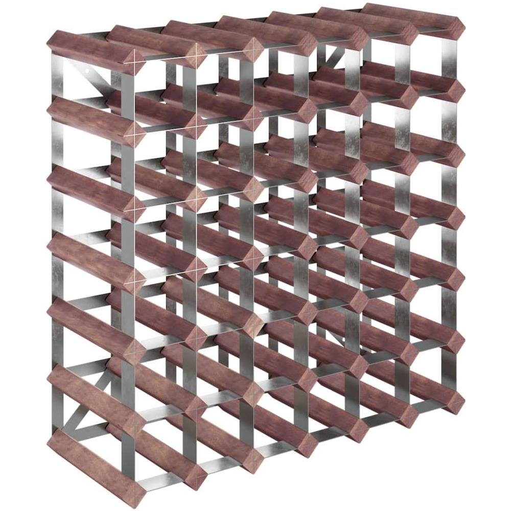 Portabottiglie Per 42 Bottiglie Legno Massello Di Pino Marrone - Foto 2