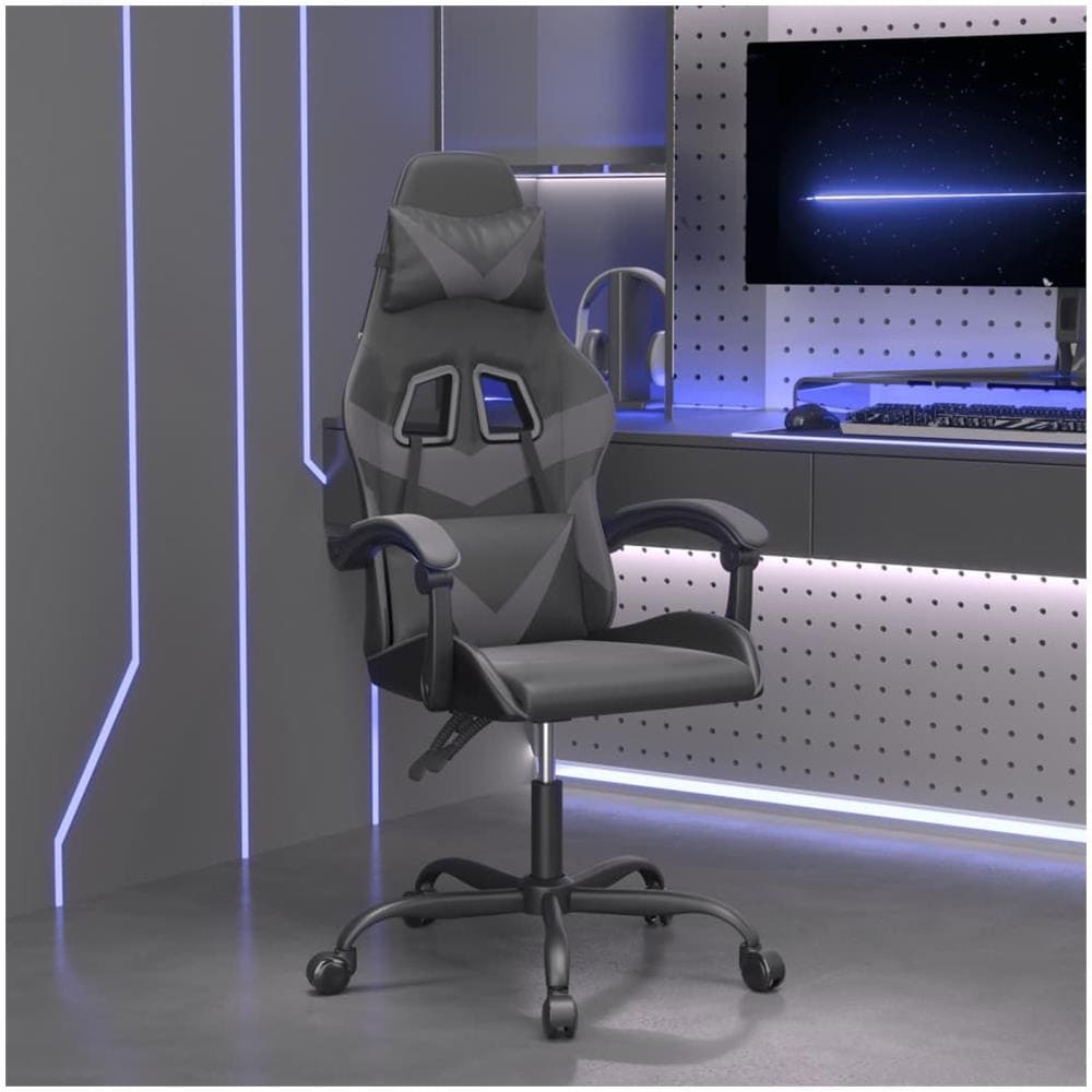 Sedia Da Gaming Nera E Grigia In Similpelle - Foto 1