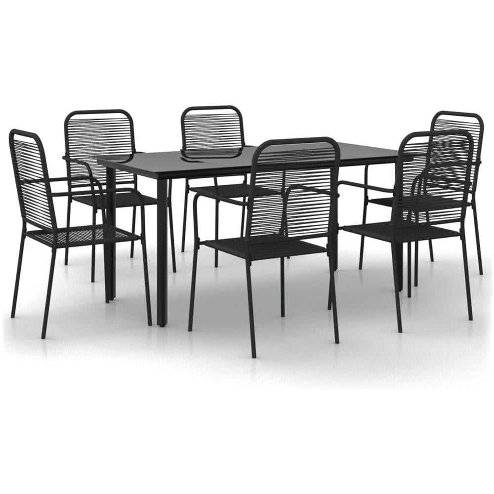 Set Da Pranzo Da Giardino 7 Pz Nero Corda Di Cotone E Acciaio - Foto 2
