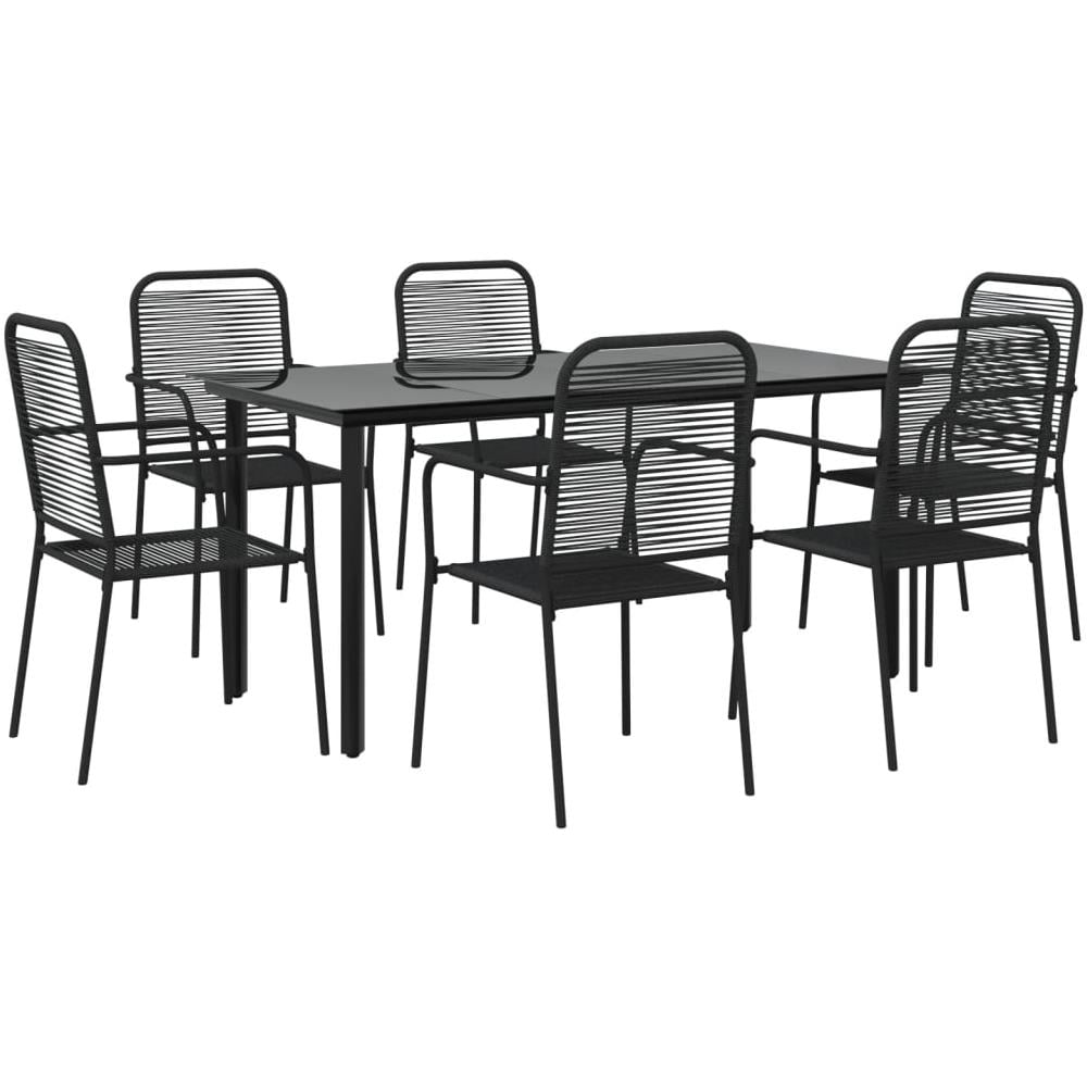 Set Da Pranzo Da Giardino 7 Pz Nero Corda Di Cotone E Acciaio - Foto 3