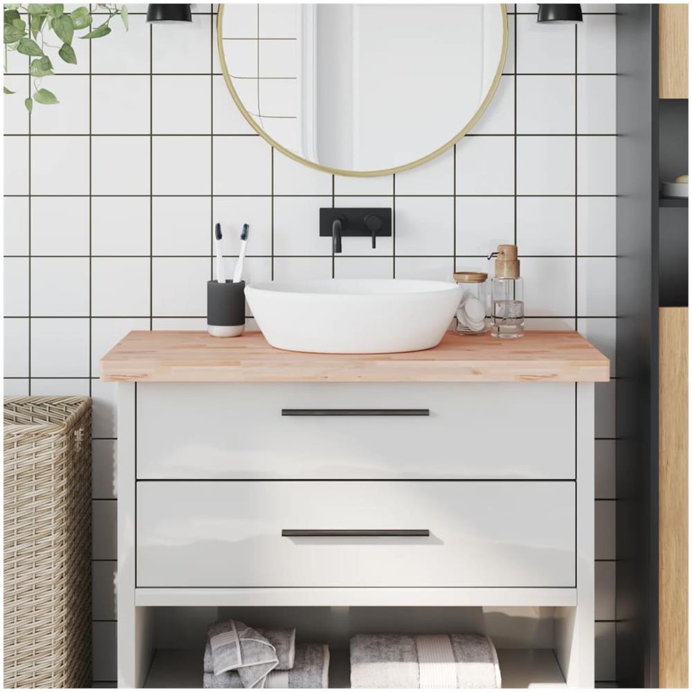 Piano Bagno 100x50x4 Cm In Legno Massello Di Faggio - Foto 1