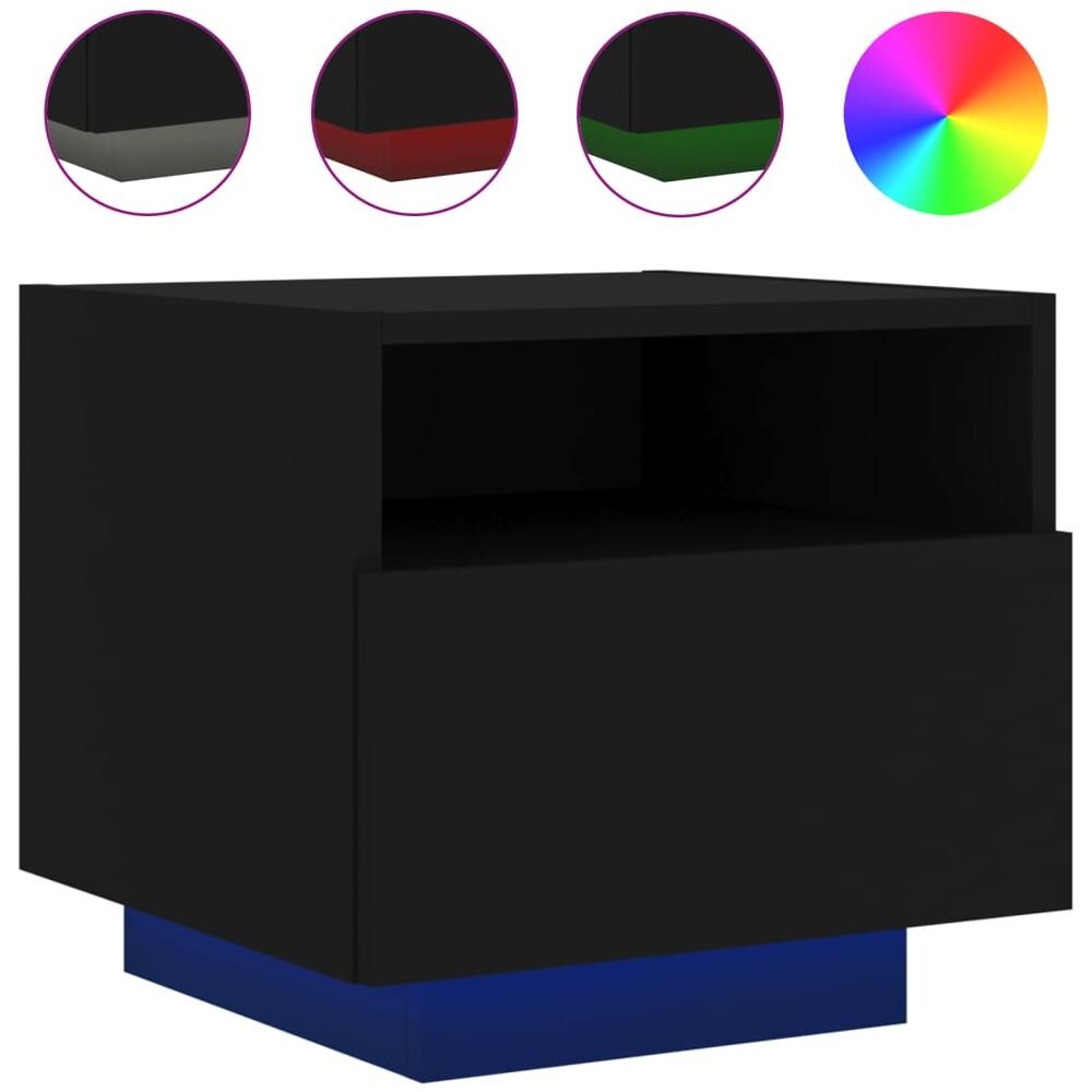 Comodino Con Luci Led Nero 40x39x37 Cm - Foto 2