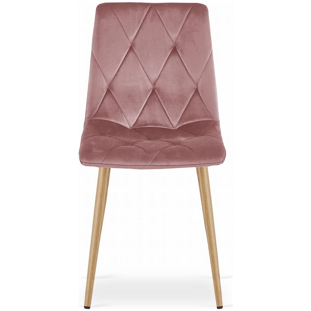 Sedia TYRA in velluto rosa con gambe in legno - Foto 2