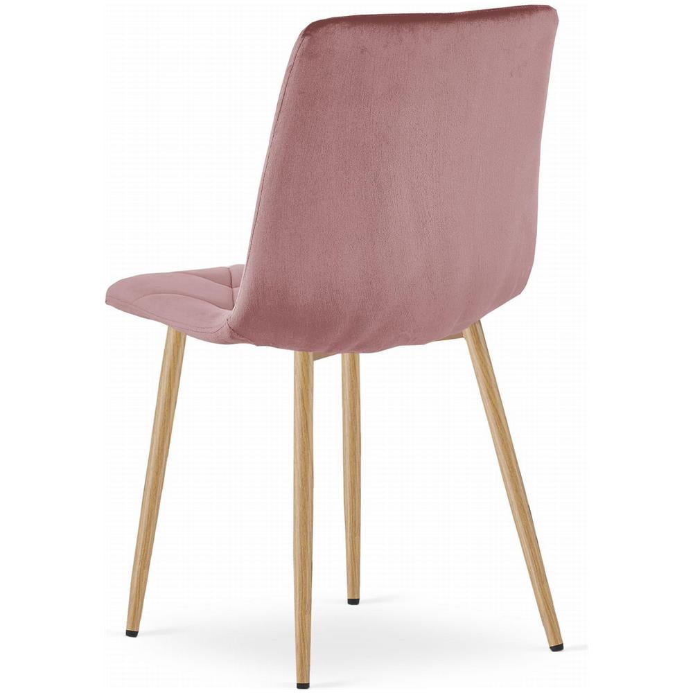 Sedia TYRA in velluto rosa con gambe in legno - Foto 6