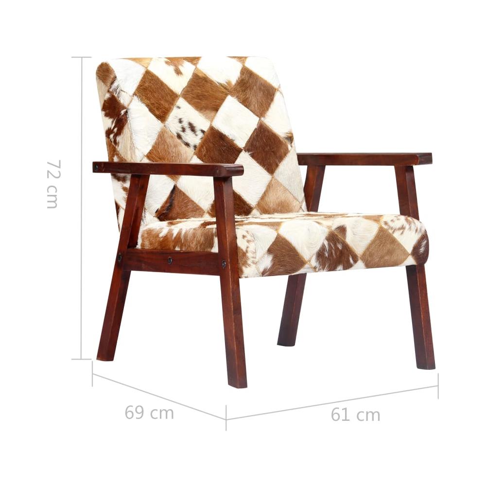 Poltrona Bianca E Marrone In Vera Pelle Di Capra - Foto 8