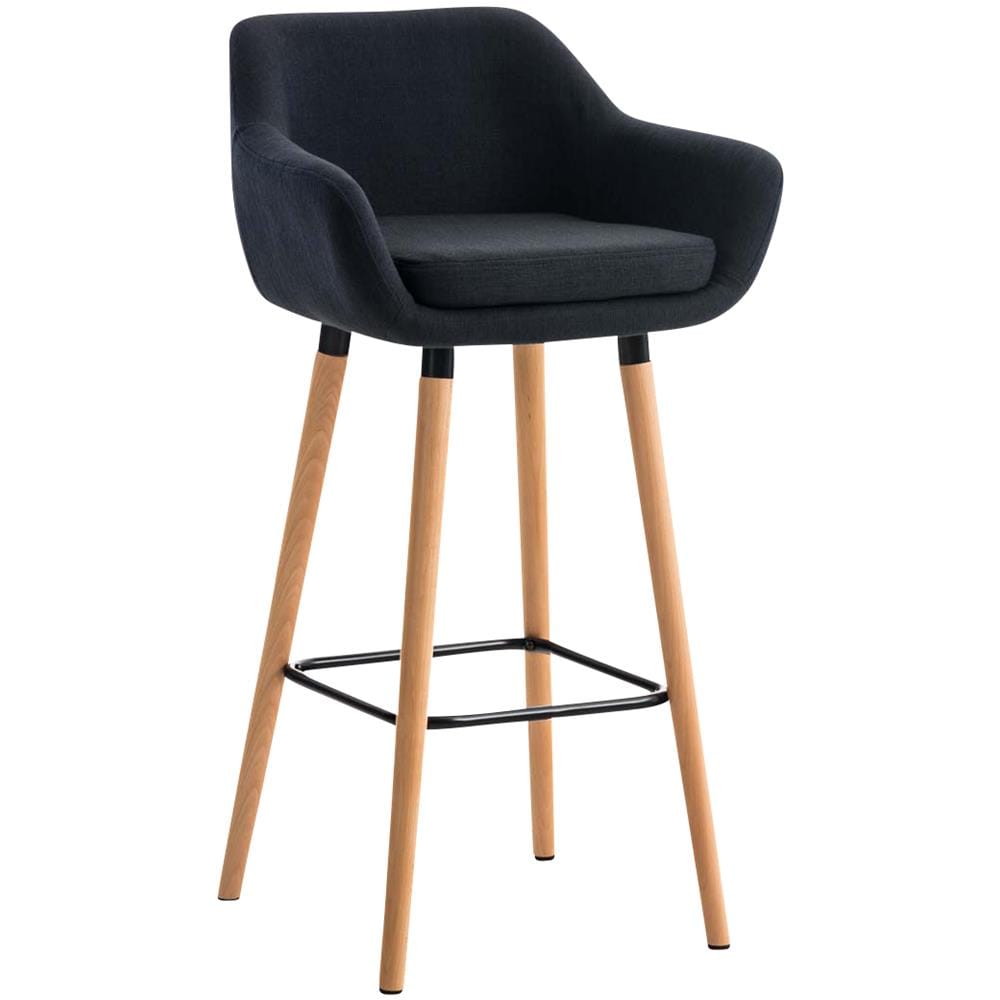 Sgabello Bar Grant Tessuto Sfoderabile I Sedia Alta Cucina Telaio in Legno di Faggio I Sgabello Bancone con Schienale E Poggiapiedi Nero - Foto 1