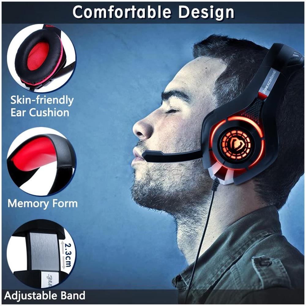 BEEXCELLENT - Cuffie Gaming Con Microfono E Bass Stereo, Cancellazione Del  Rumore, Controllo Del Volume Per Ps4 Ps5 Xbox One Pc Mac, Colore Rosso -  ePRICE
