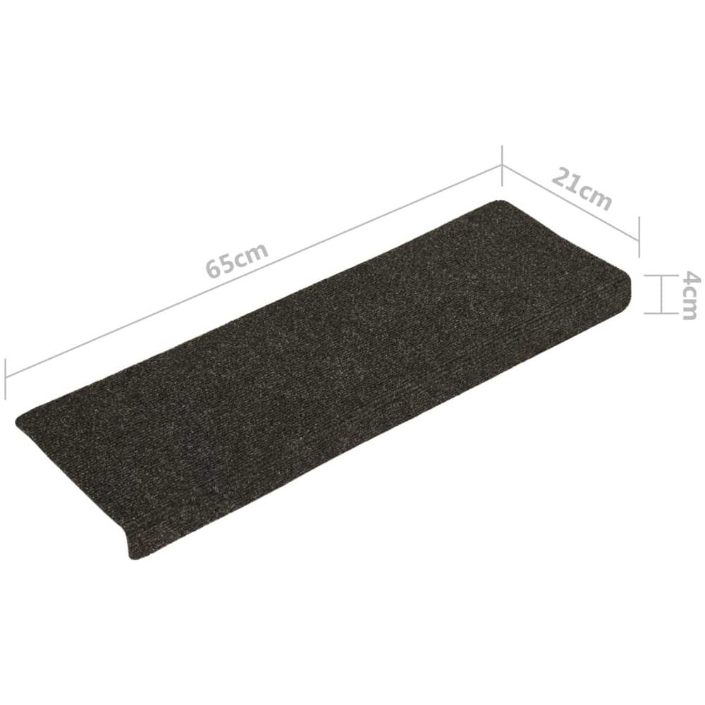 Tappetini per Scale Tessuto Agugliato 15 pz 65x21x4cm Antracite - Foto 5