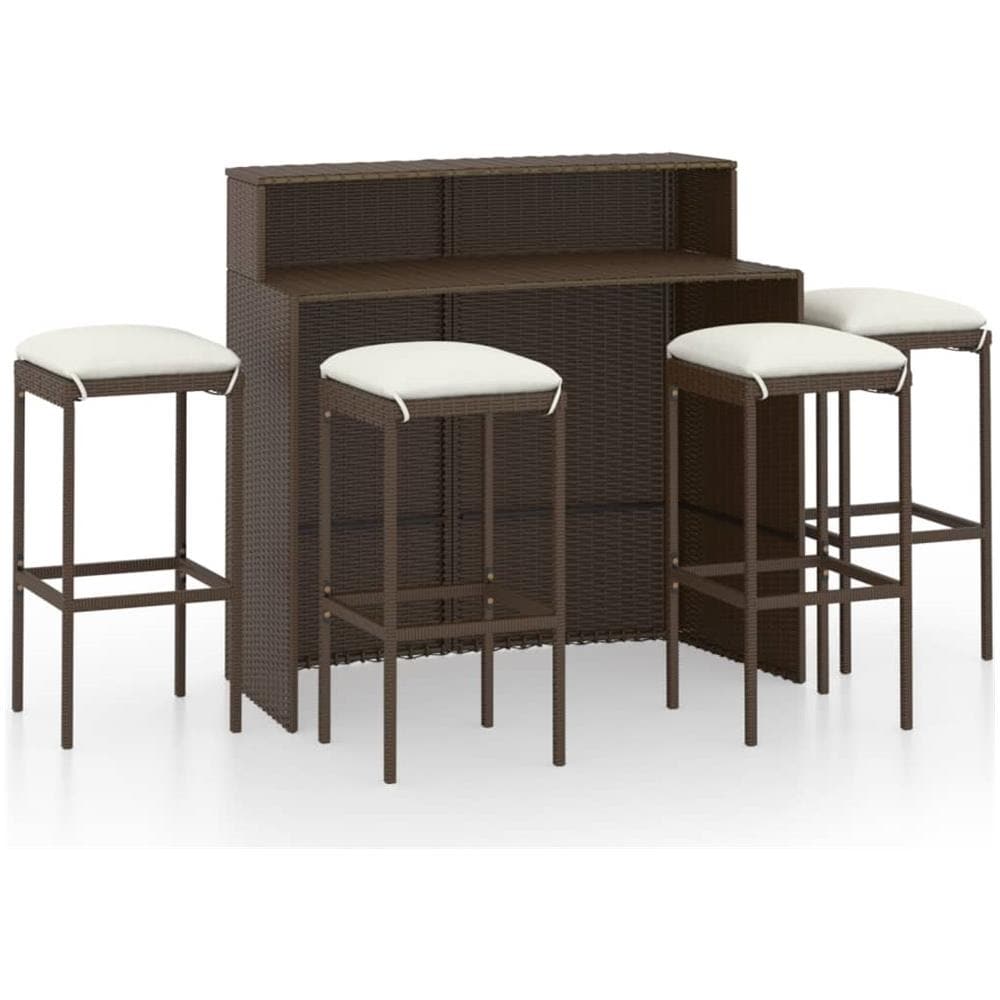 Set Bar da Giardino 3 pz con Cuscini Marrone - Foto 1