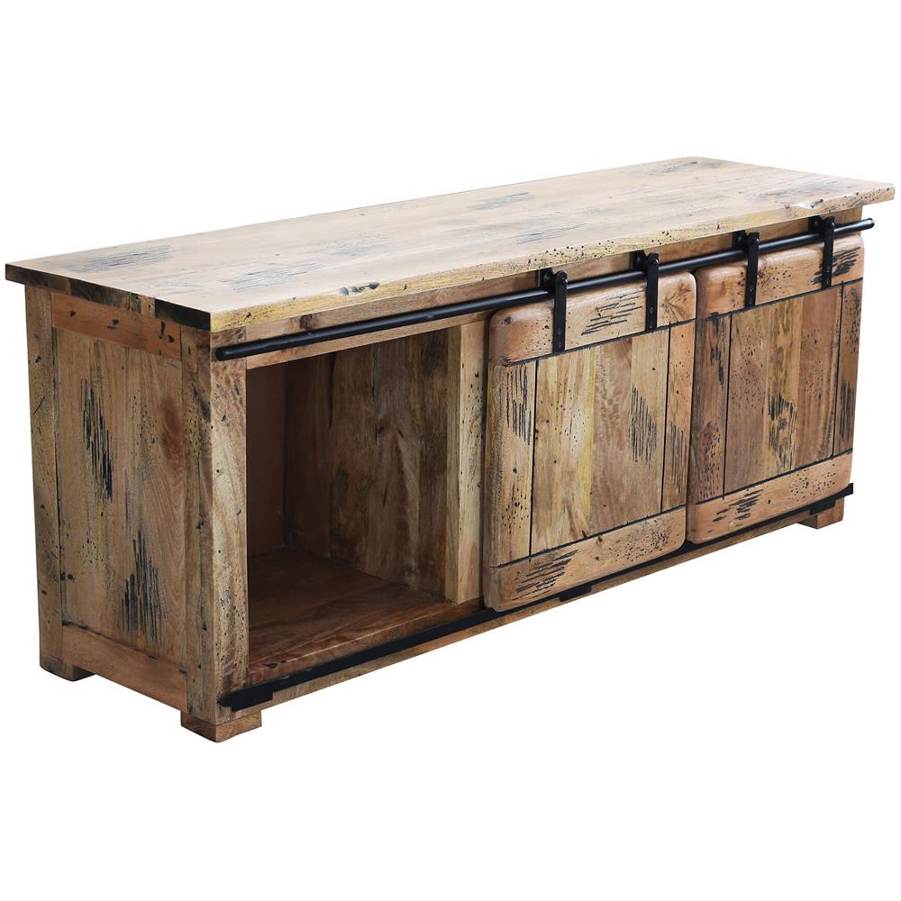 Beily - Porta Tv Legno Di Mango Con 2 Ante Scorrevoli - Foto 4