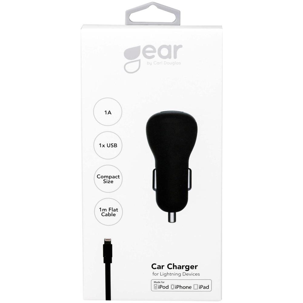 Caricabatterie 12-24v 1xusb 1a Cavo Lightning Nero Piatto 1m Mfi - Foto 2