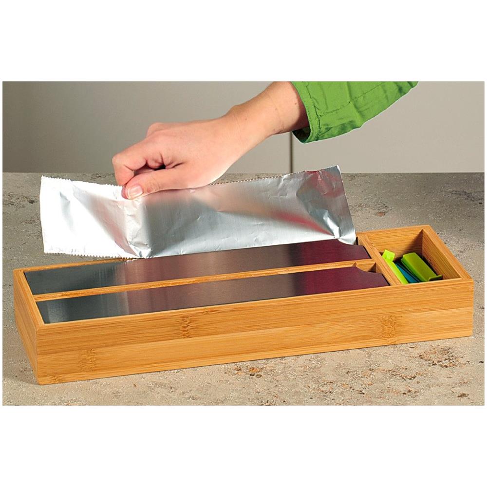 Dispenser Per Alluminio E Foglio Alimentare, Organizzatore In Bambù - Foto 2