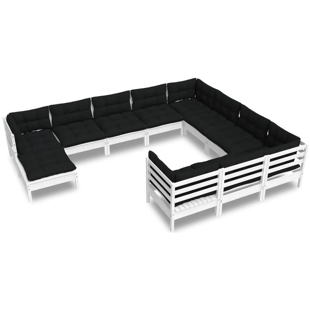 Set Divani Da Giardino 11 Pz Con Cuscini Legno Di Pino Bianco - Foto 2