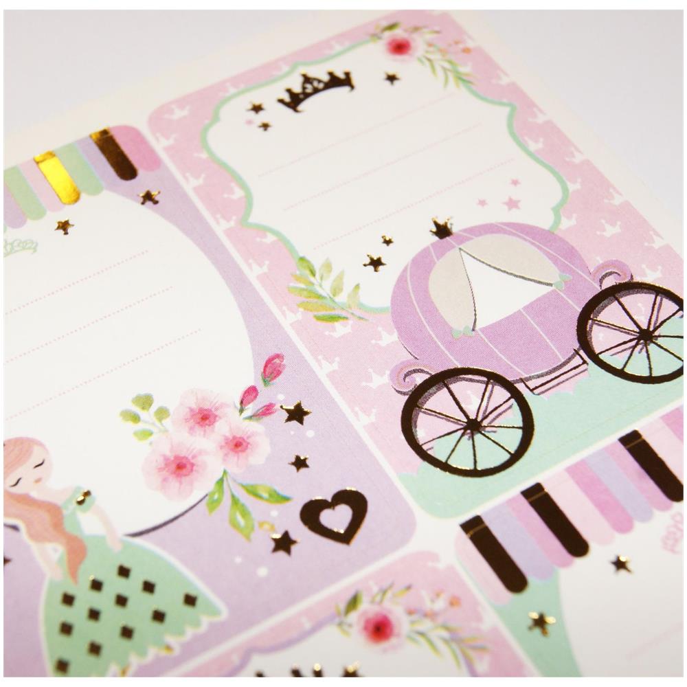16 Etichette Per La Scuola - Rettangolo - Principesse - Glitterate - Foto 1
