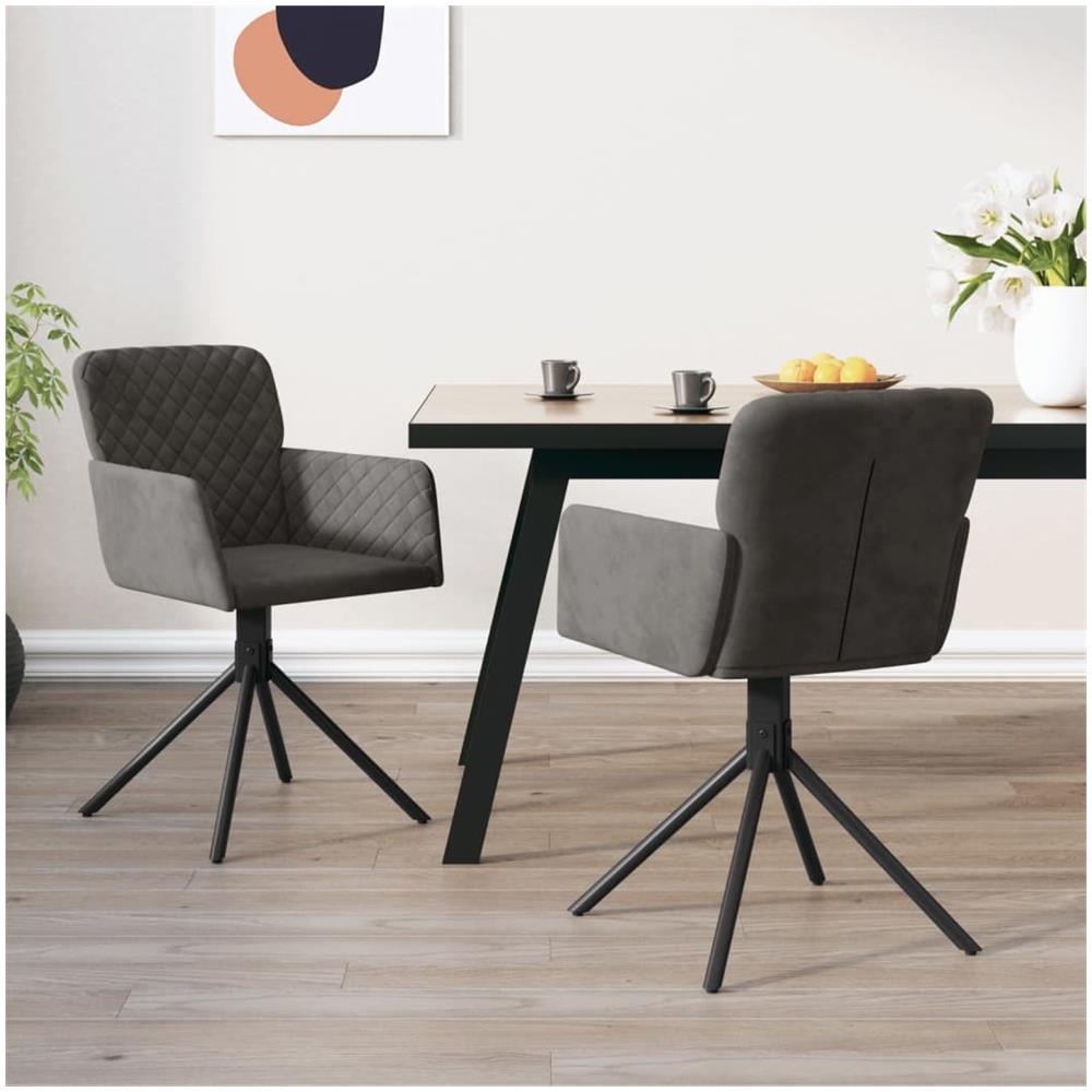 Sedie Da Pranzo Girevoli 2 Pz Grigio Scuro In Velluto - Foto 1