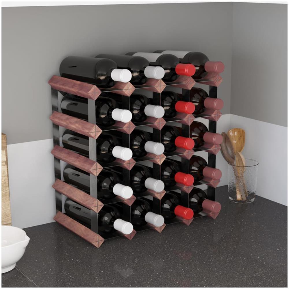 Portabottiglie Per 20 Bottiglie Legno Massello Di Pino Marrone - Foto 1