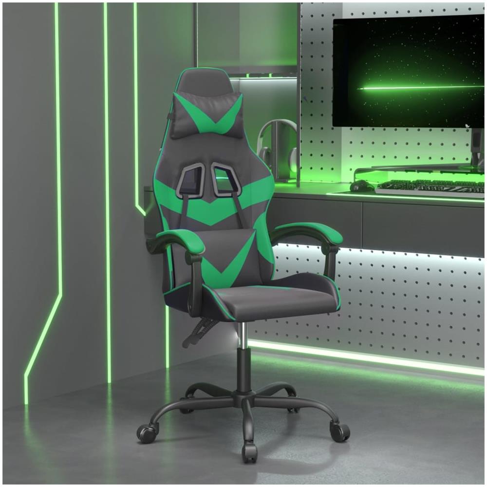 Sedia Da Gaming Nera E Verde In Similpelle - Foto 1