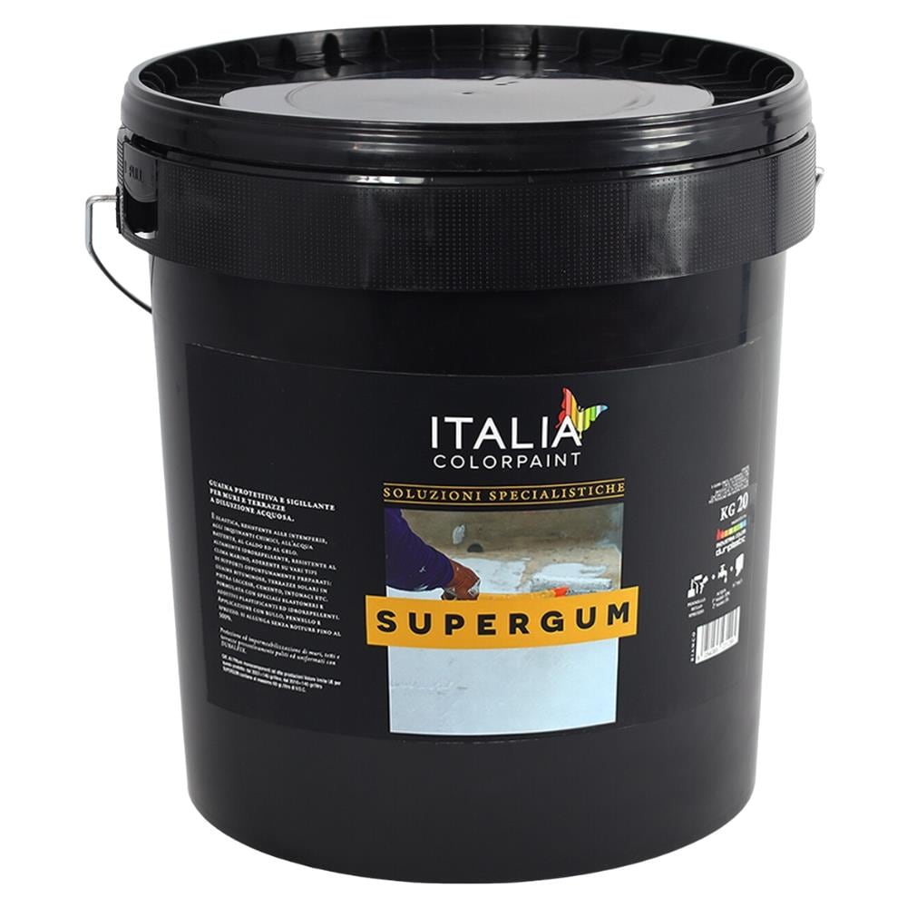 Italia Colorpanit Guaina Impermeabilizzante Supergum Elastomerica Fibrata *** Tinta : Rosso Ossido, Contenuto : Kg 20 - Foto 2