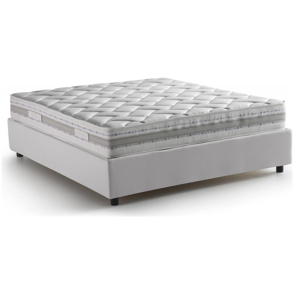 Letto Matrimoniale Isabel, Letto Contenitore Con Rivestimento In Ecopelle, 100% Made In Italy, Apertura Frontale, Adatto Per Materasso Cm 140x200, Bianco - Foto 2