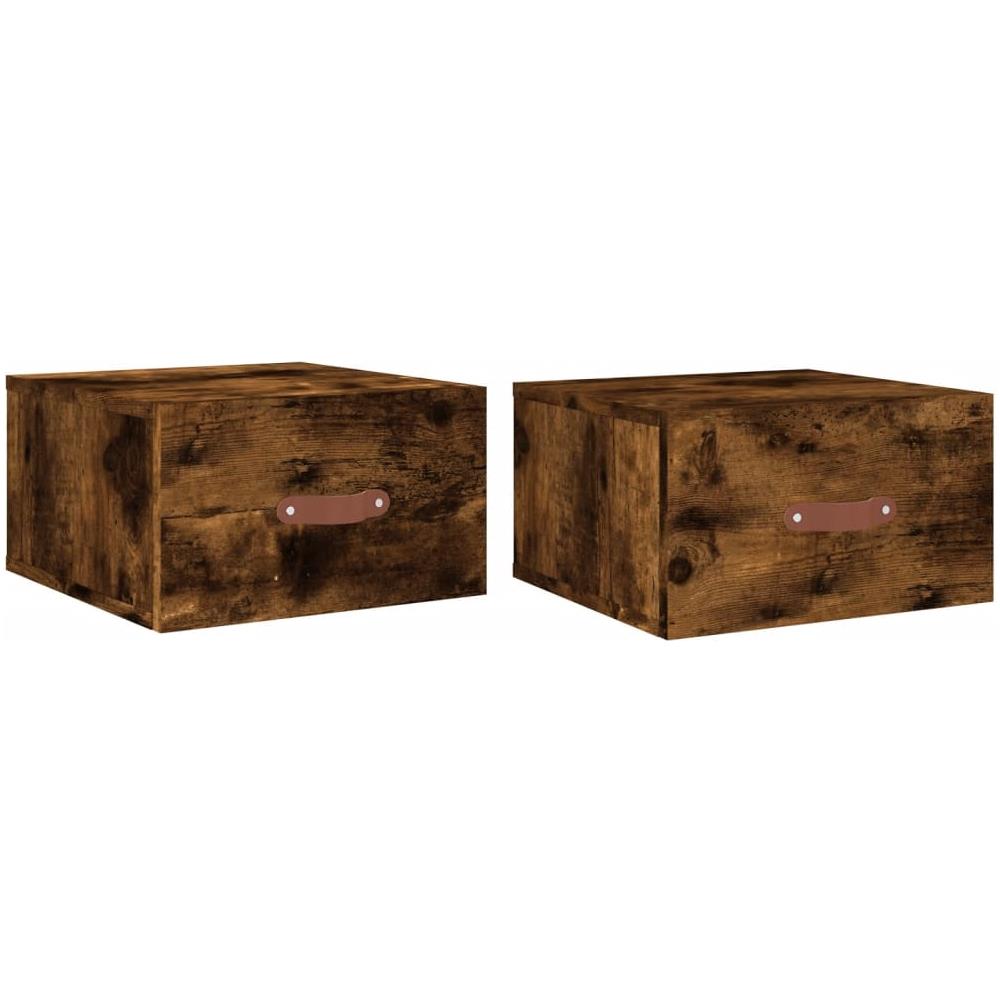 Comodini A Muro 2 Pz Rovere Fumo 35x35x20 Cm - Foto 2