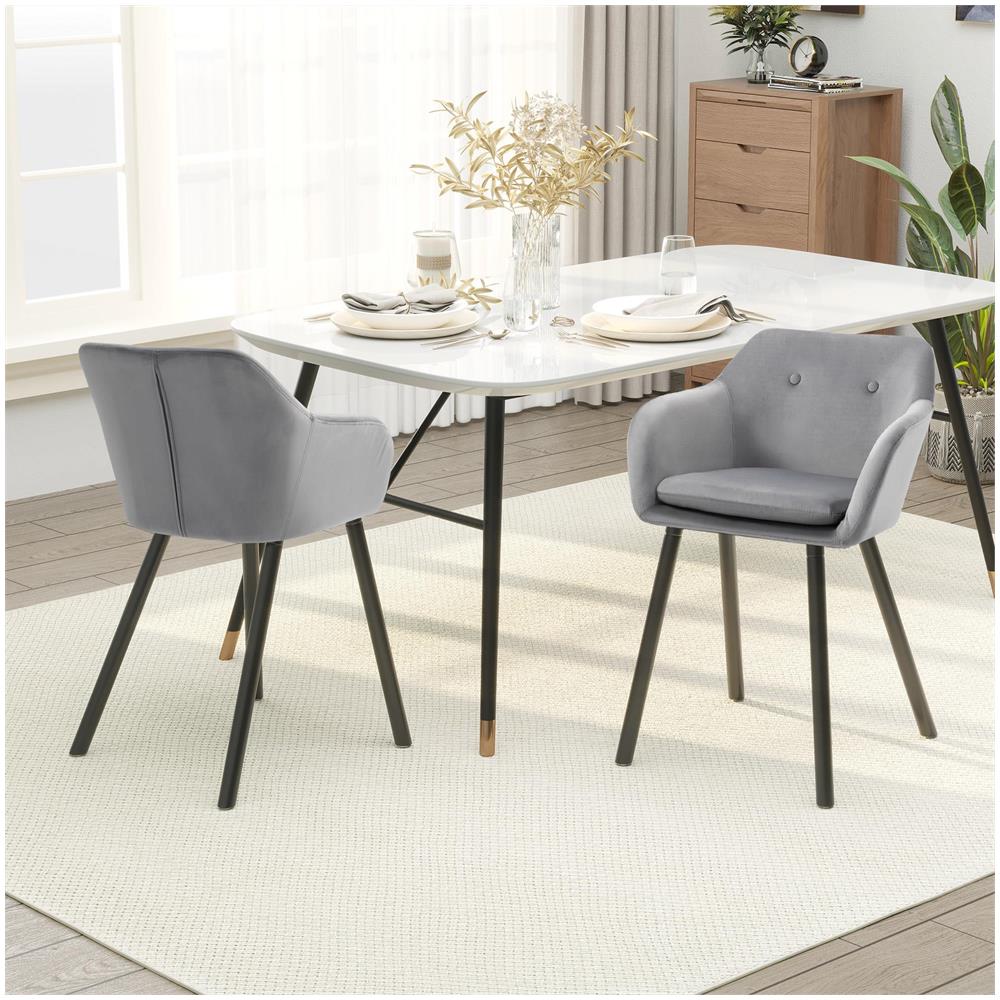 HOMCOM Set di Sedie per Sala da Pranzo con Braccioli Imbottite