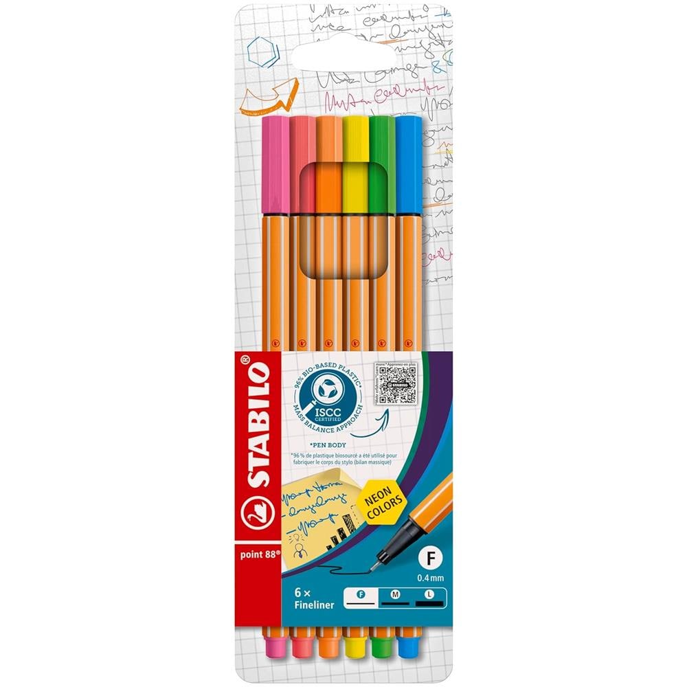point 88 - Fineliner - Astuccio da 6 - Colori NEON assortiti - Foto 1