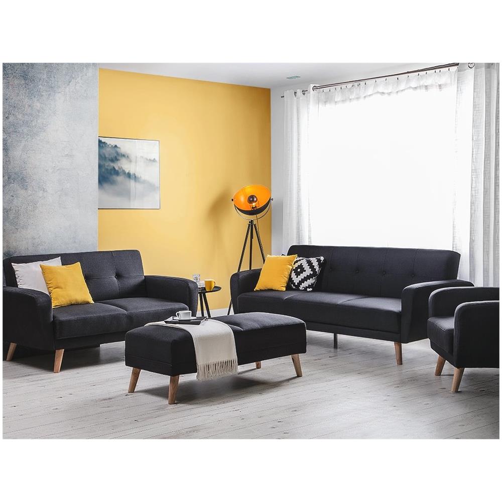 Set Da Soggiorno A 6 Posti Con Poggiapiedi Color Nero Florli - Foto 2