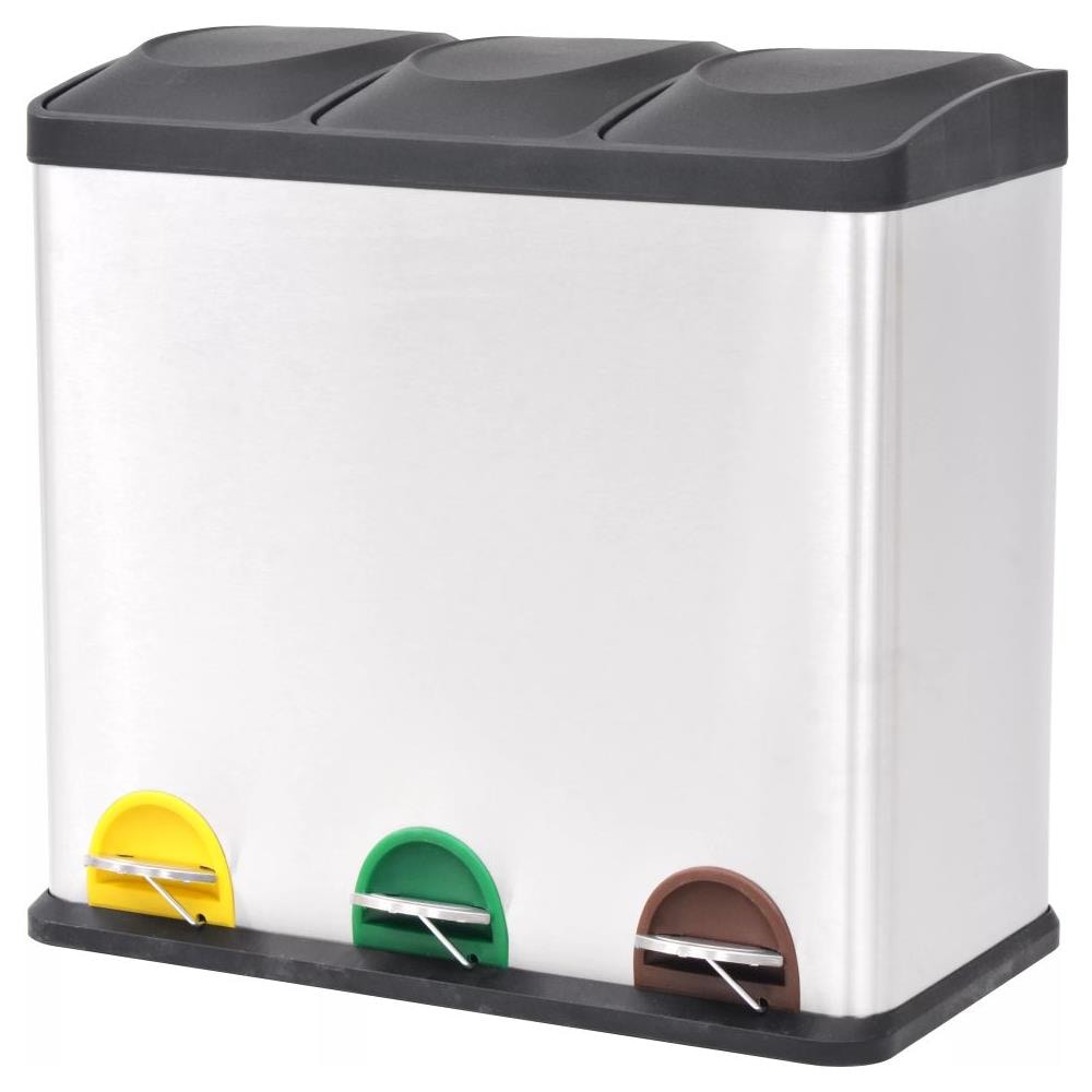 Pattumiera a Pedale per Riciclo in Acciaio Inossidabile 54 L - Foto 1