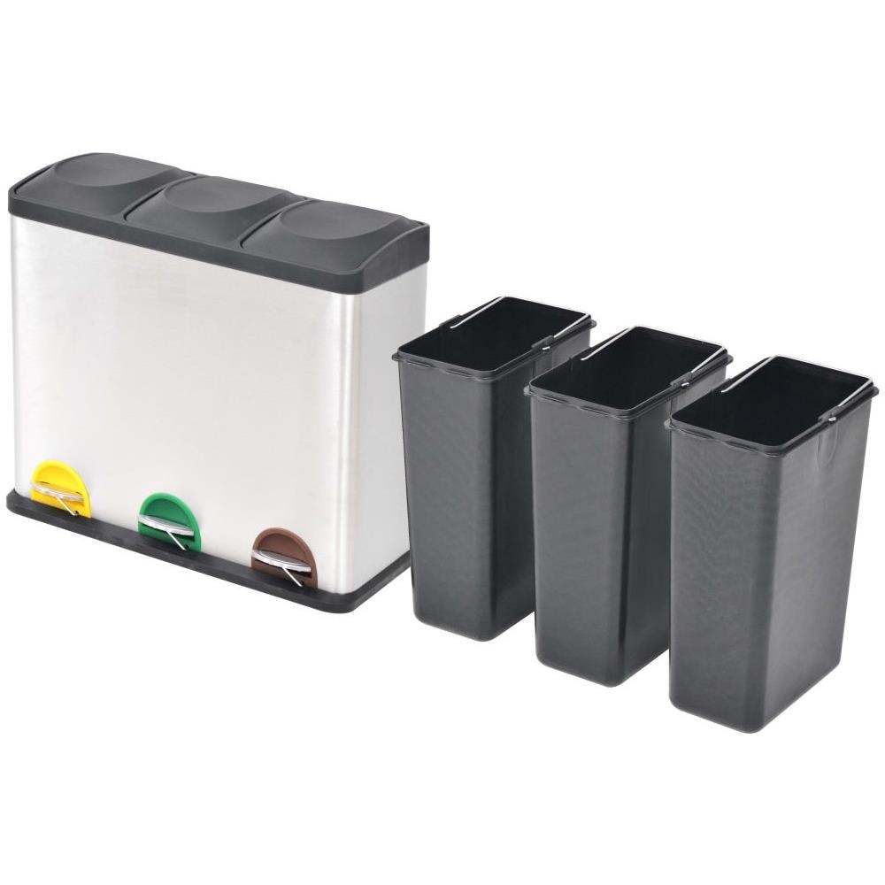 Pattumiera a Pedale per Riciclo in Acciaio Inossidabile 54 L - Foto 2