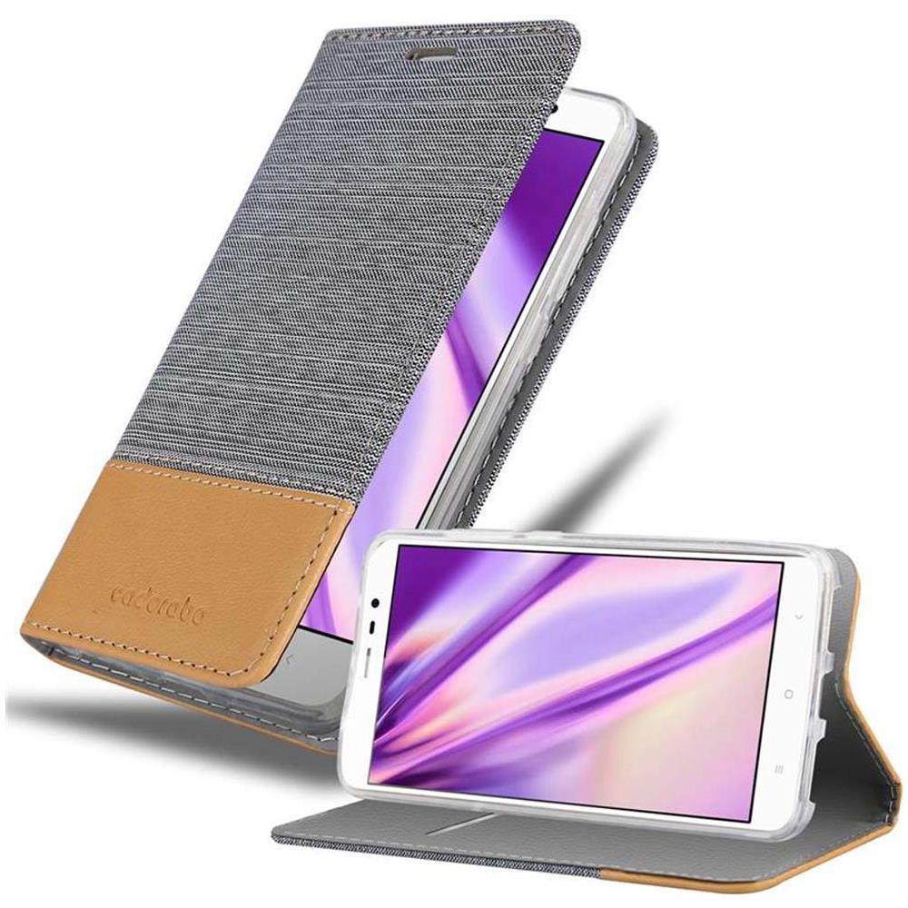 Custodia Compatibile Con Xiaomi Redmi Note 4 In Grigio Chiaro Marrone - Coperchio Protettiva Con Chiusura Magnetica, Funzione Stand E Tasca Per Le Carte - Foto 1