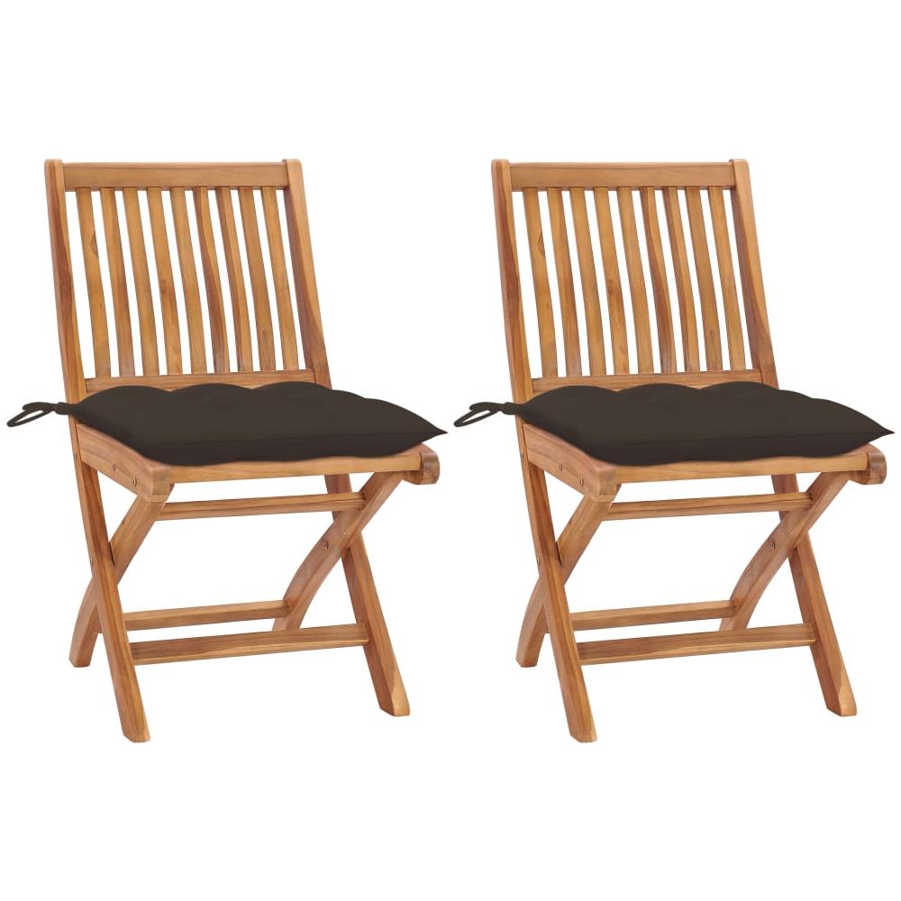 Sedie da Giardino 2 pz con Cuscini Talpa in Massello di Teak - Foto 1