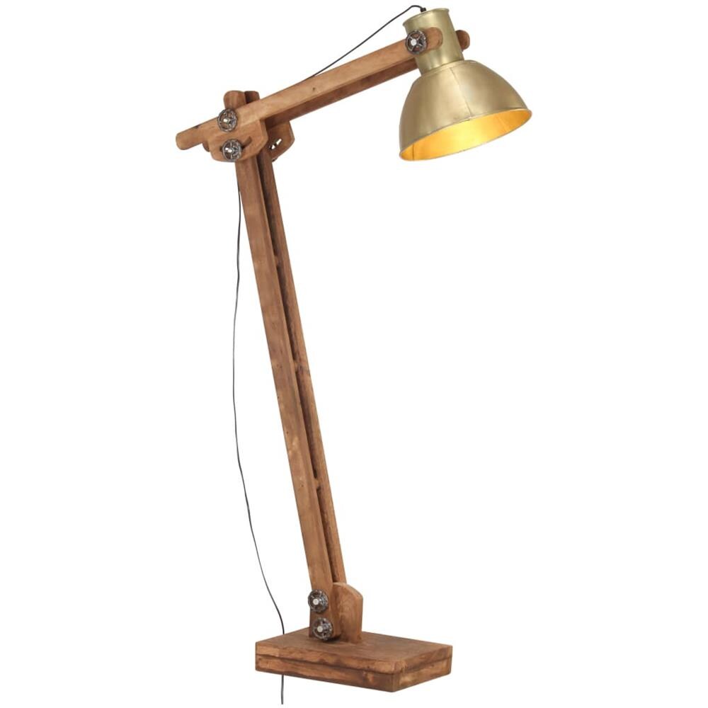 Lampada da Pavimento Ottone in Legno Massello di Mango E27 - Foto 2