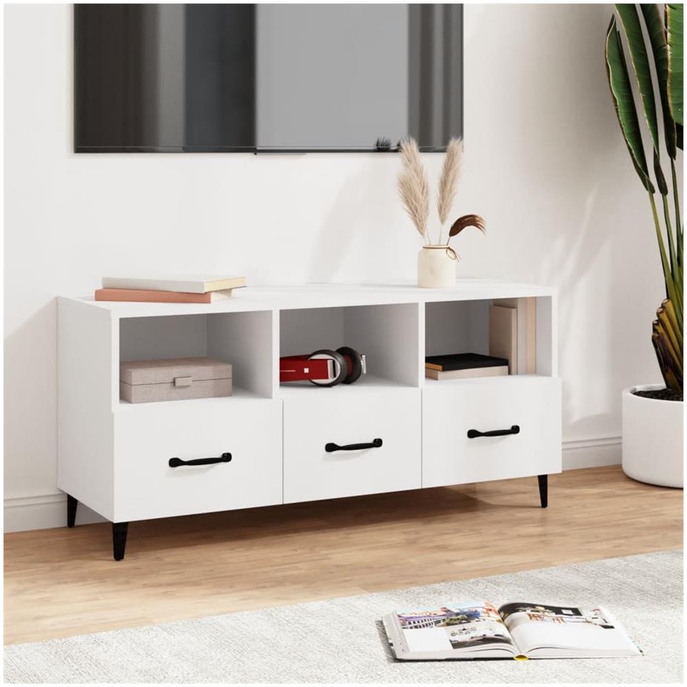 Mobile Porta Tv Bianco 102x35x50 Cm In Legno Multistrato - Foto 1