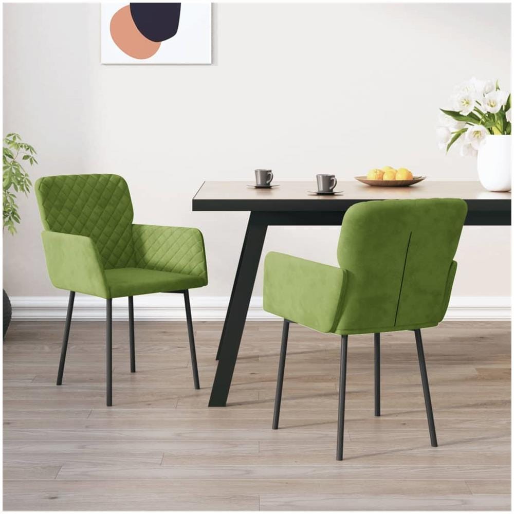 Sedie Da Pranzo 2 Pz Verde Chiaro In Velluto - Foto 1