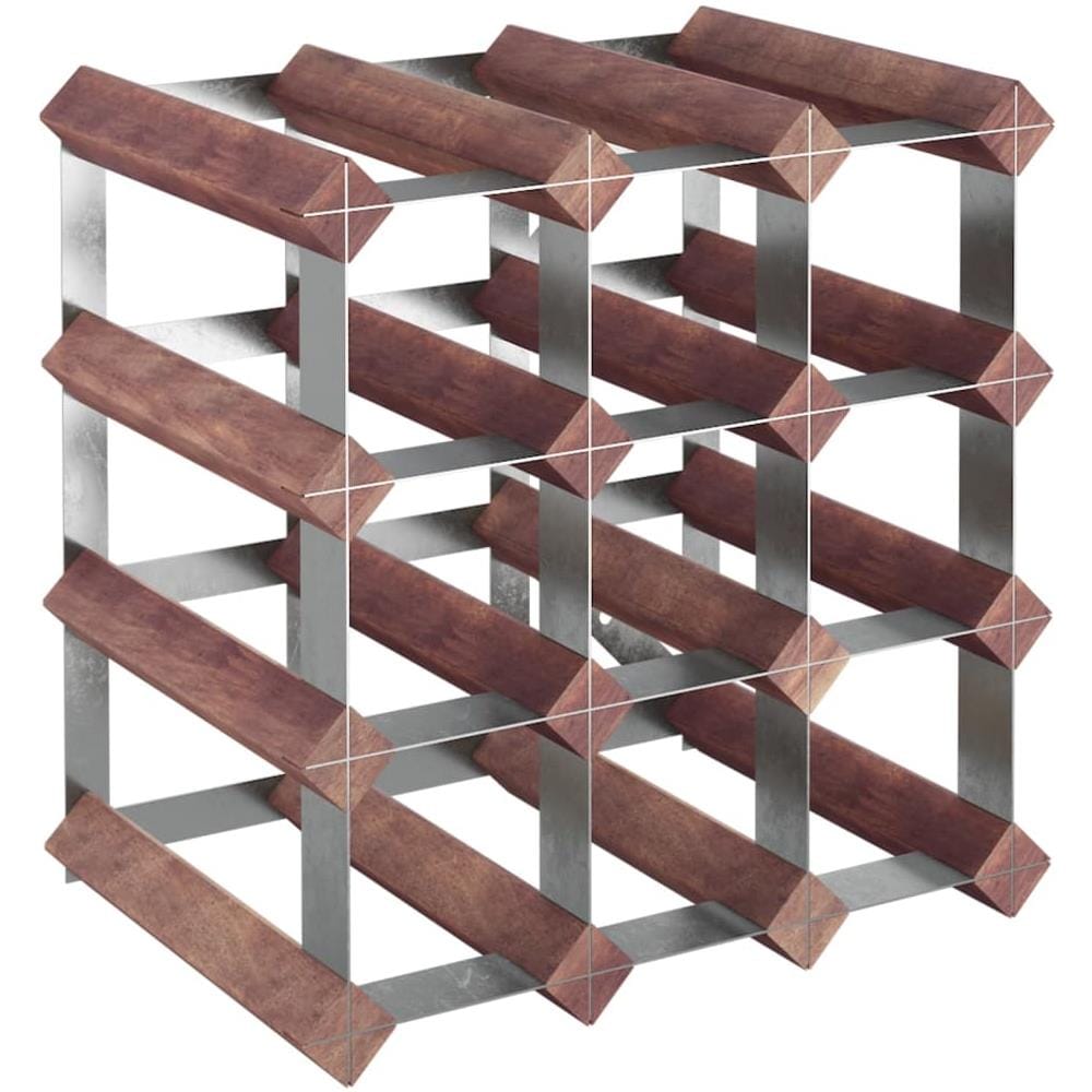 Portabottiglie Per 12 Bottiglie Legno Massello Di Pino Marrone - Foto 2