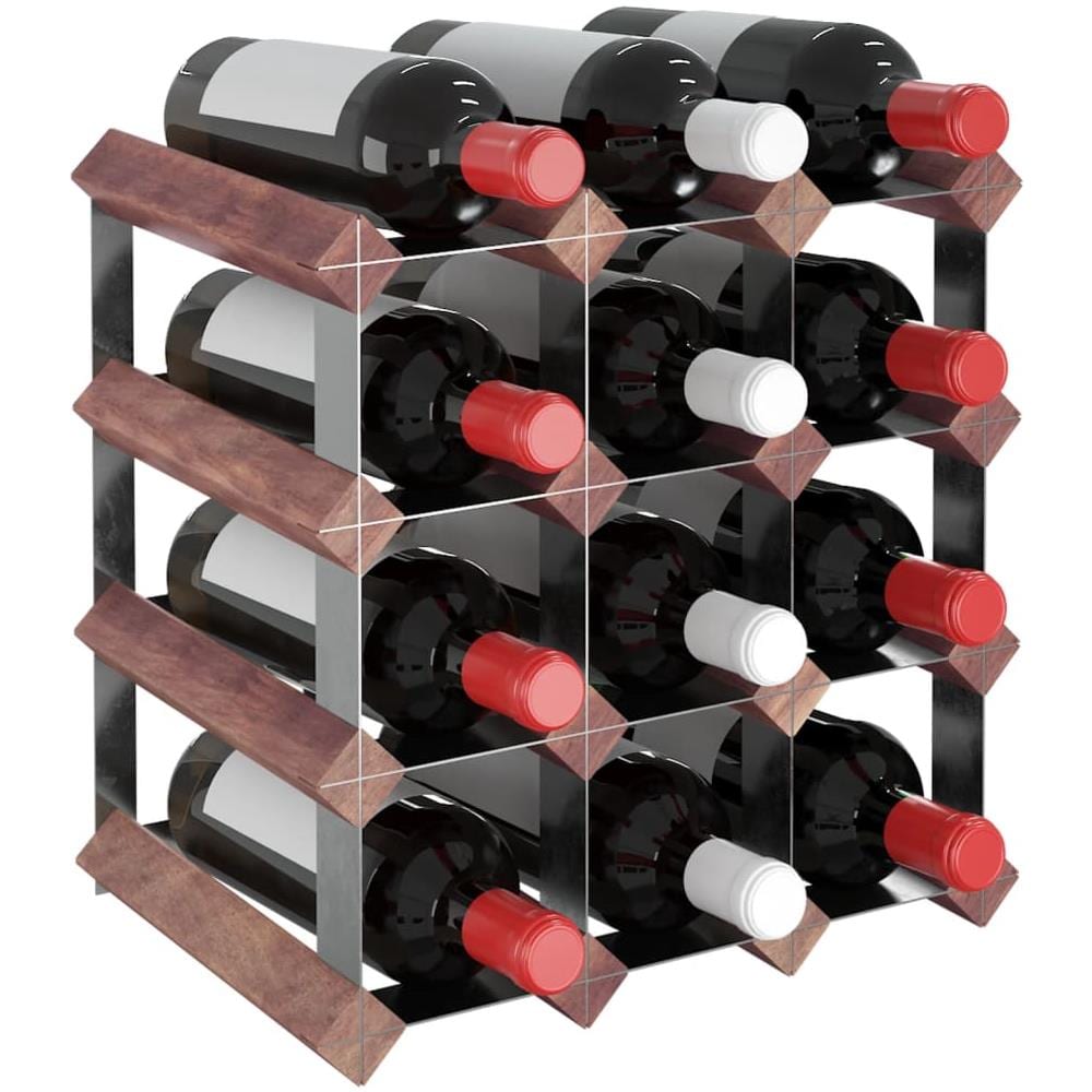 Portabottiglie Per 12 Bottiglie Legno Massello Di Pino Marrone - Foto 4