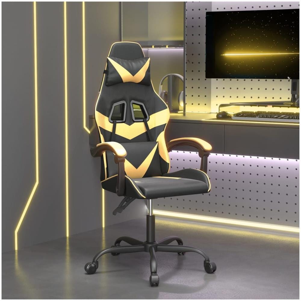 Sedia Da Gaming Nera E Oro In Similpelle - Foto 1