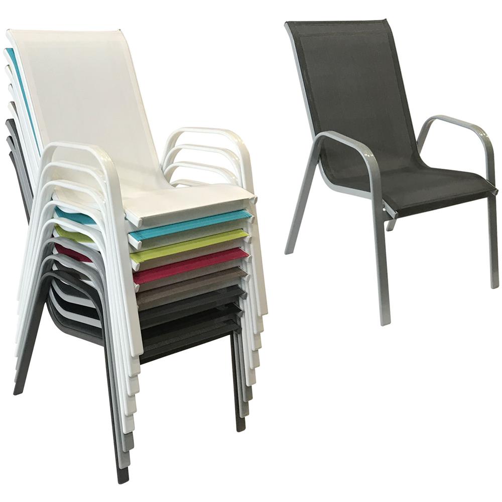 Set Di 6 Sedie Marbella In Textilene Grigio - Alluminio Grigio - Foto 2