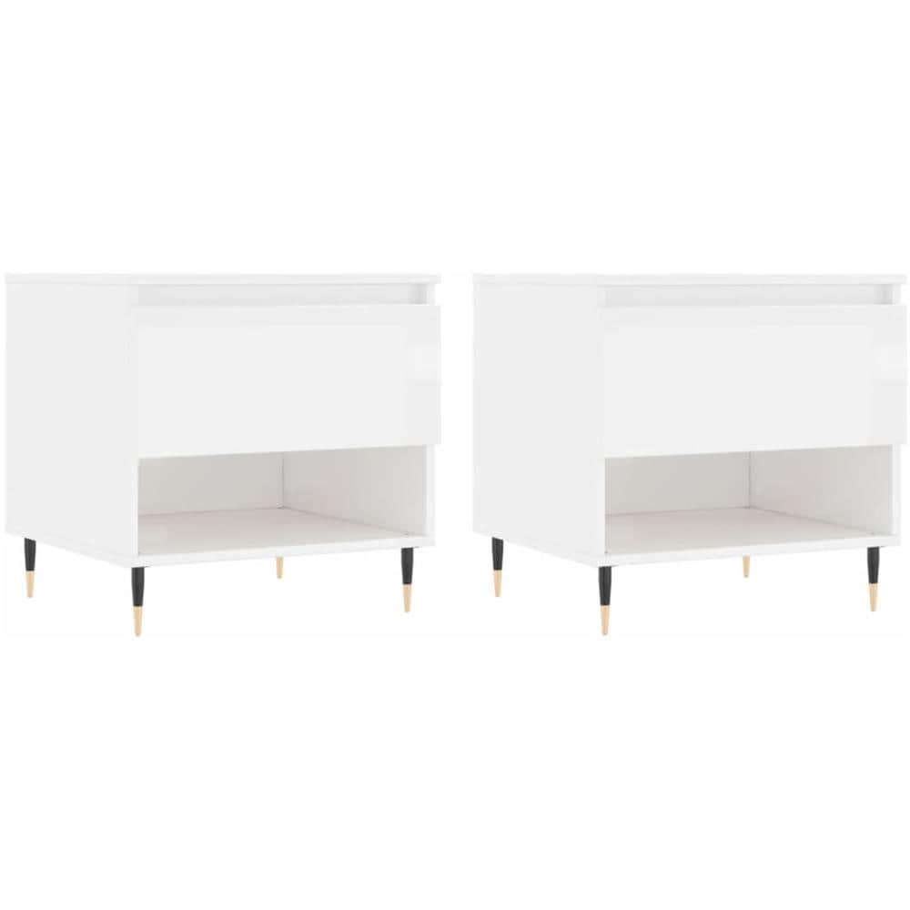 Tavolini Salotto 2pz Bianco Lucido 50x46x50cm Legno Multistrato - Foto 2