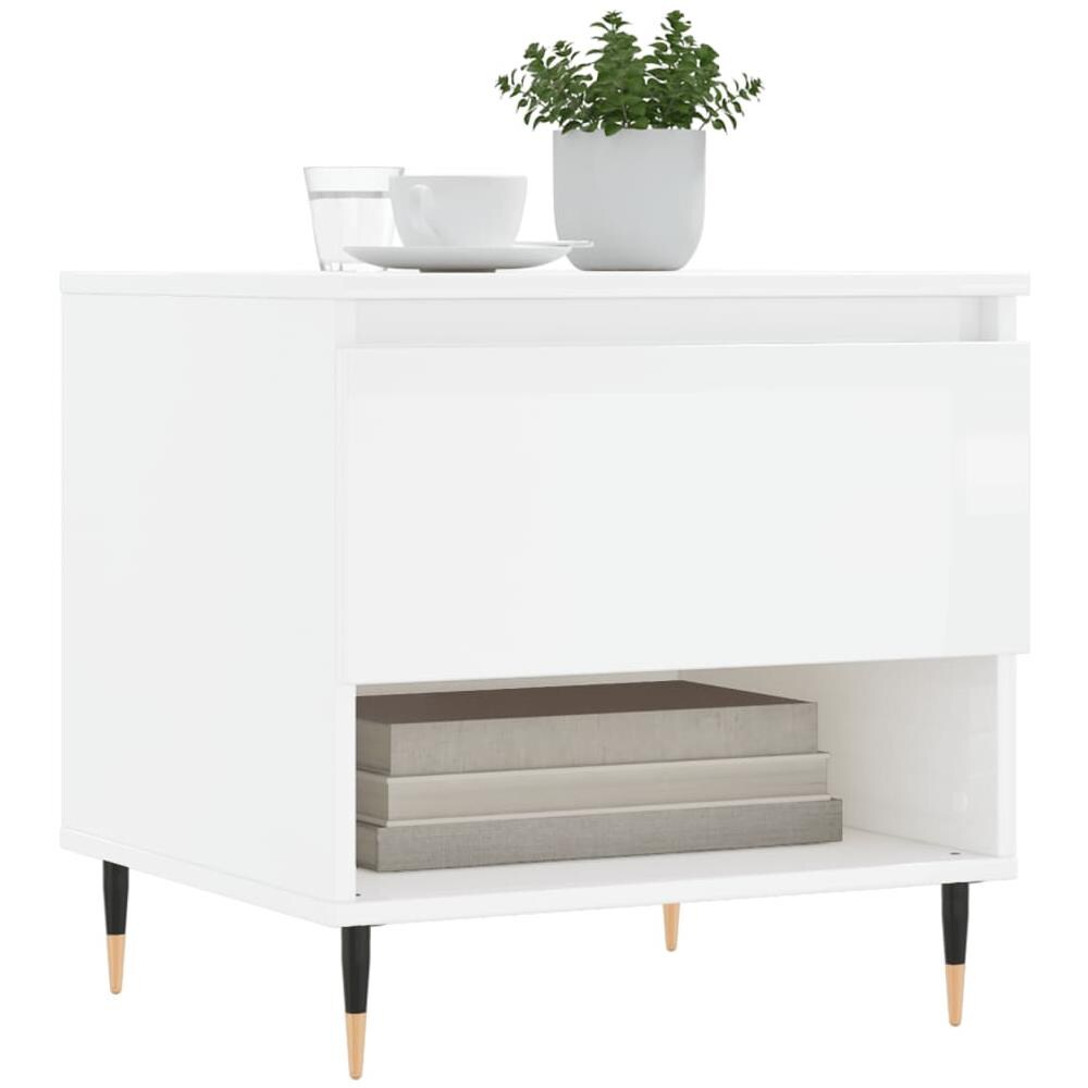 Tavolini Salotto 2pz Bianco Lucido 50x46x50cm Legno Multistrato - Foto 3
